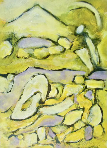 yellow landscape di Nartana Thomas Holzweiler, Opera su carta in vendita su Singulart