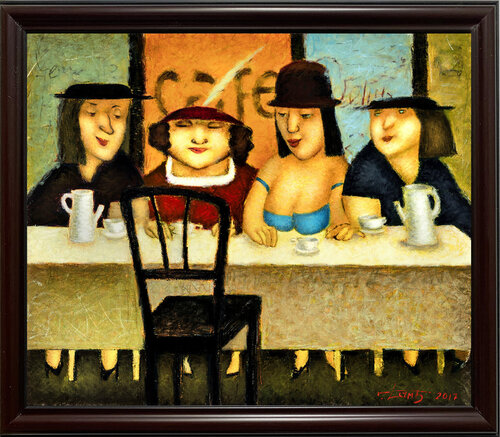 CAFE CHAT di Steven Lamb, Pittura in vendita su Singulart