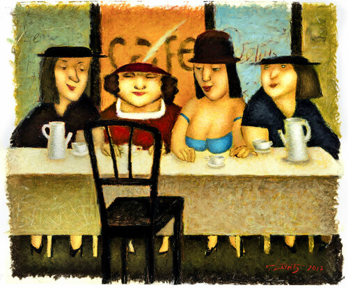 CAFE CHAT van Steven Lamb, Schilderij te koop op Singulart