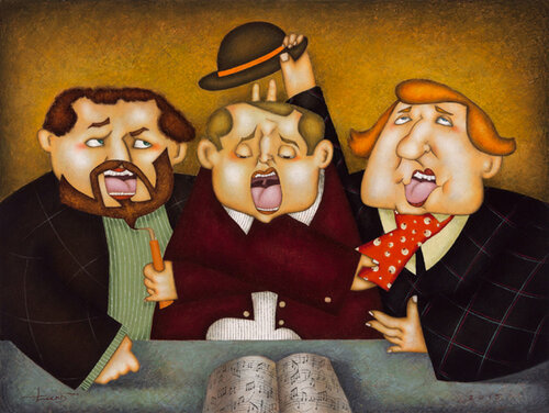 THE THREE TENORS von Steven Lamb, Malerei kaufen auf Singulart