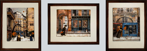 "Whispers of Old Paris" triptych by Steven Lamb, Other Media for Sale on Singulart