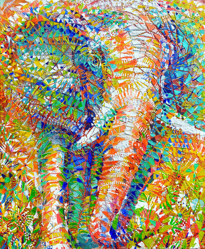 Éléphant festif van Natalia Kuruch, Schilderij te koop op Singulart