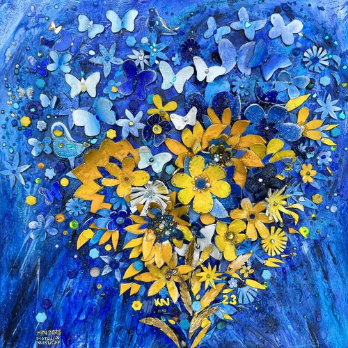Blue heart van Natalia Kuruch, Digitaal te koop op Singulart