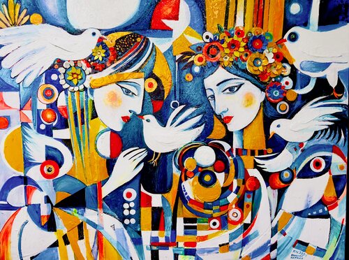 Les colombes blanches by Natalia Kuruch, 회화 for Sale on Singulart