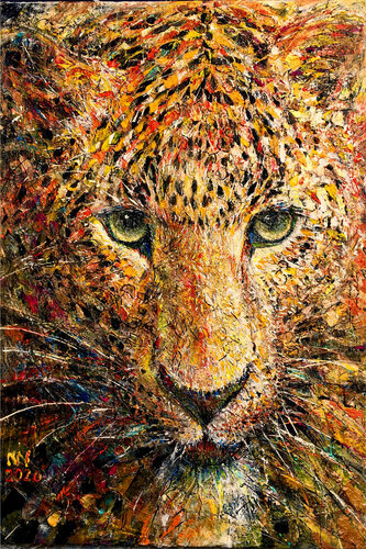 Regard de leopard von Natalia Kuruch, Malerei kaufen auf Singulart