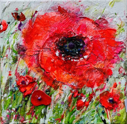 Red poppy par Natalia Kuruch, Peinture en vente sur Singulart