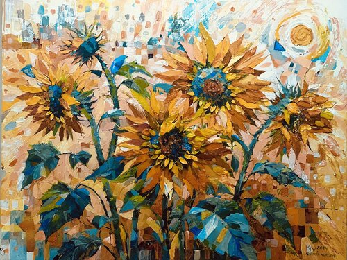 Golden Sunflowers von Natalia Kuruch, Malerei kaufen auf Singulart