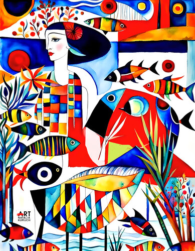 Pêcheuse de bonheur von Natalia Kuruch, Digital kaufen auf Singulart