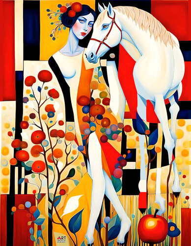 Récolte de pommes rouges par Natalia Kuruch, Peinture en vente sur Singulart