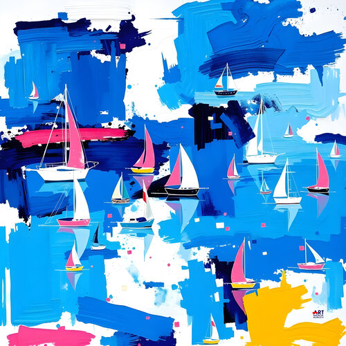 Pink sailboats van Natalia Kuruch, Schilderij te koop op Singulart