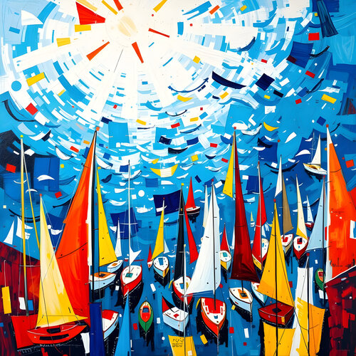 Red regatta by Natalia Kuruch, Painting for Sale on Singulart
