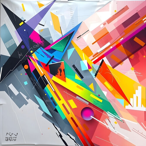 Colorful Geometric Avan-gard by Natalia Kuruch, 油畫 for Sale on Singulart