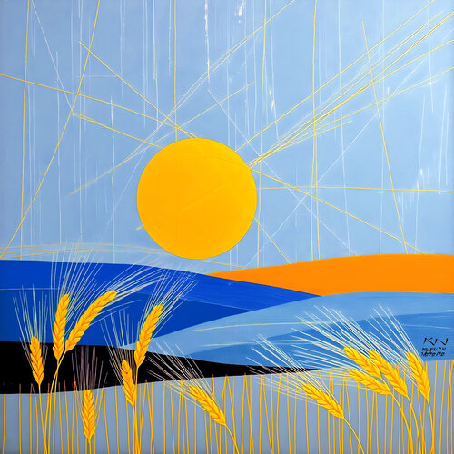 Blue Wheat di Natalia Kuruch, Pittura in vendita su Singulart