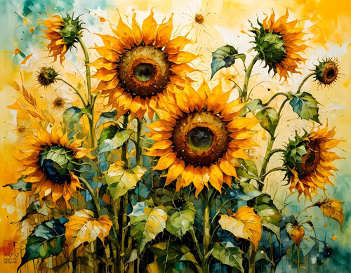 Sunflowers von Natalia Kuruch, Malerei kaufen auf Singulart