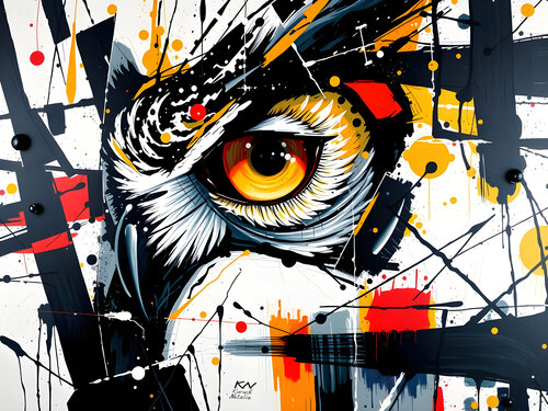 Colorful  owl van Natalia Kuruch, Schilderij te koop op Singulart