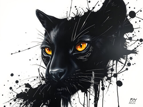 Powerful Black panther van Natalia Kuruch, Schilderij te koop op Singulart