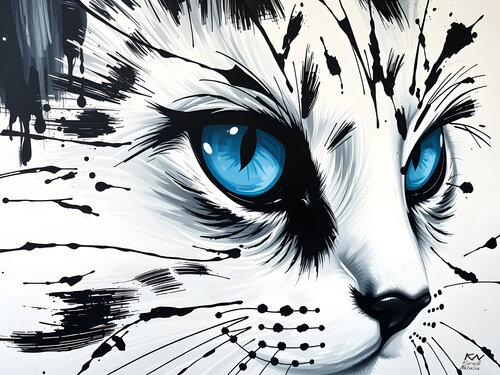 Blue cat di Natalia Kuruch, Pittura in vendita su Singulart