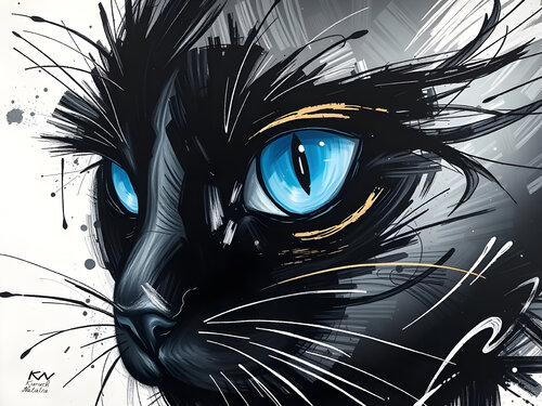 Blue eyes of  black cat Natalia Kuruch