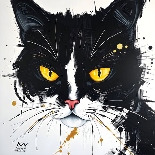 Yellow eyes of cat van Natalia Kuruch, Schilderij te koop op Singulart