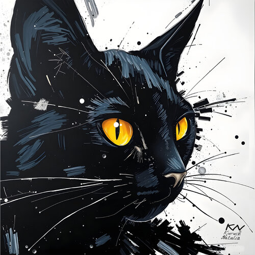 Black cat van Natalia Kuruch, Schilderij te koop op Singulart