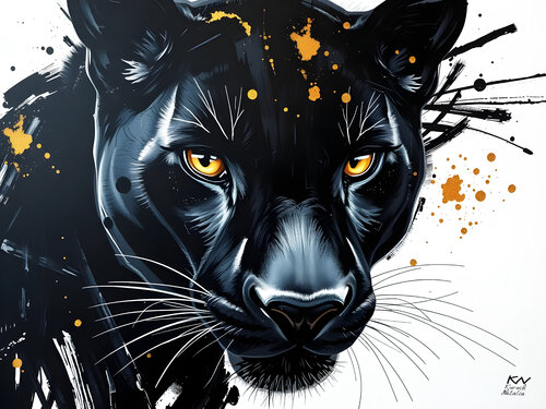 Velvet black panther van Natalia Kuruch, Schilderij te koop op Singulart