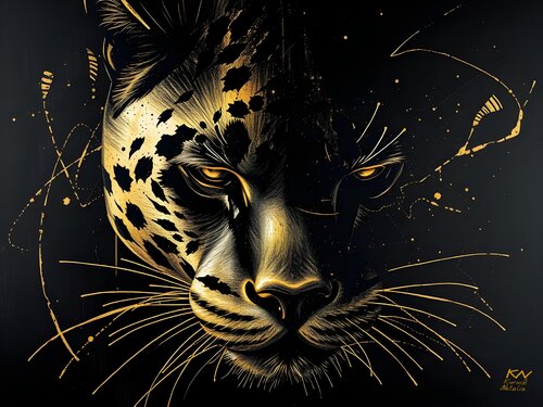 Constellation of the Golden Panther di Natalia Kuruch, Pittura in vendita su Singulart