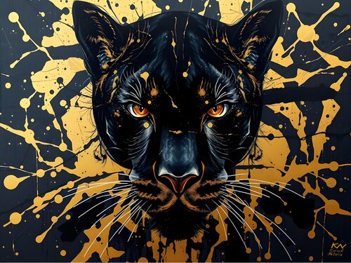 Traces of the Golden Panther van Natalia Kuruch, Schilderij te koop op Singulart