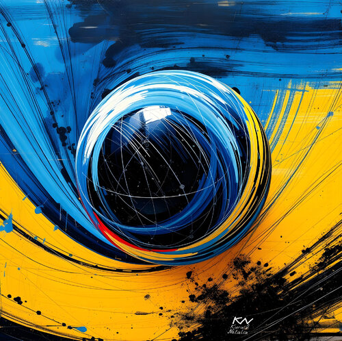 Reflex of the Yellow Sphere van Natalia Kuruch, Schilderij te koop op Singulart