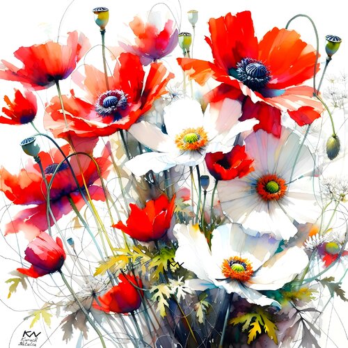 Country Poppies van Natalia Kuruch, Schilderij te koop op Singulart