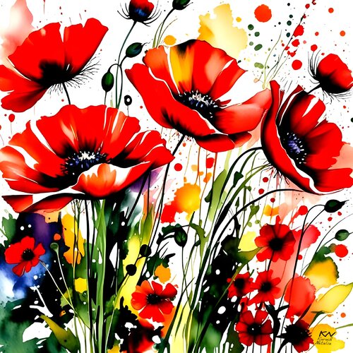 Red Flowers par Natalia Kuruch, Peinture en vente sur Singulart