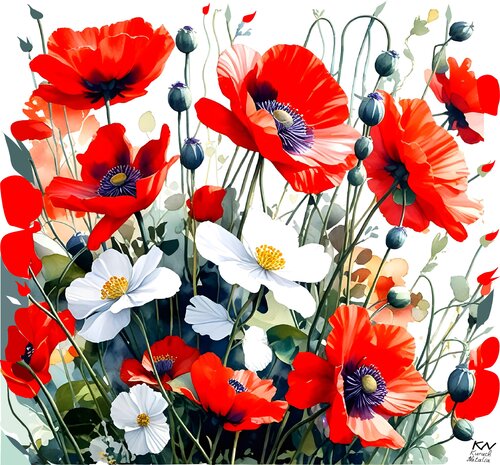 Poppies Fields par Natalia Kuruch, Peinture en vente sur Singulart