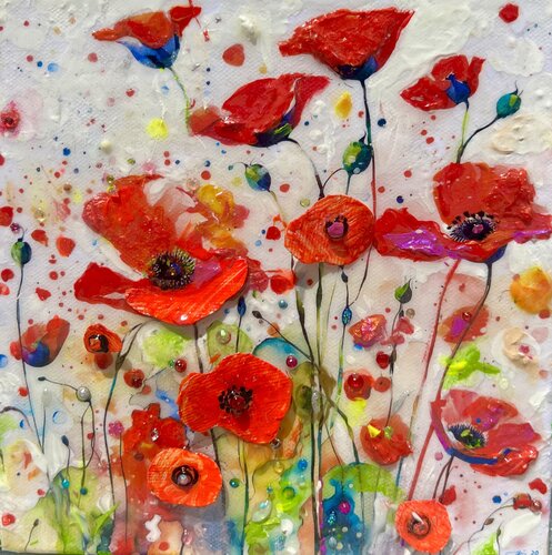 Littles poppies par Natalia Kuruch, Peinture en vente sur Singulart