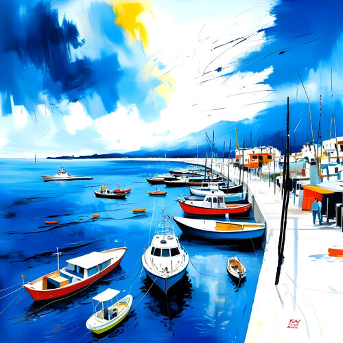 The boats by Natalia Kuruch, Painting for Sale on Singulart