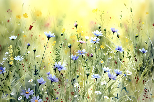Blue Petals di Natalia Kuruch, Pittura in vendita su Singulart