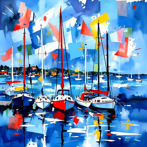 Ultramarine Seaport von Natalia Kuruch, Malerei kaufen auf Singulart