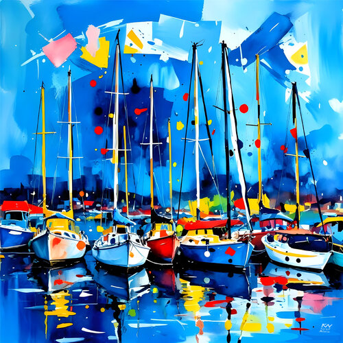 Colourful sailboats von Natalia Kuruch, Malerei kaufen auf Singulart