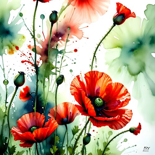 Splash of Poppies von Natalia Kuruch, Malerei kaufen auf Singulart