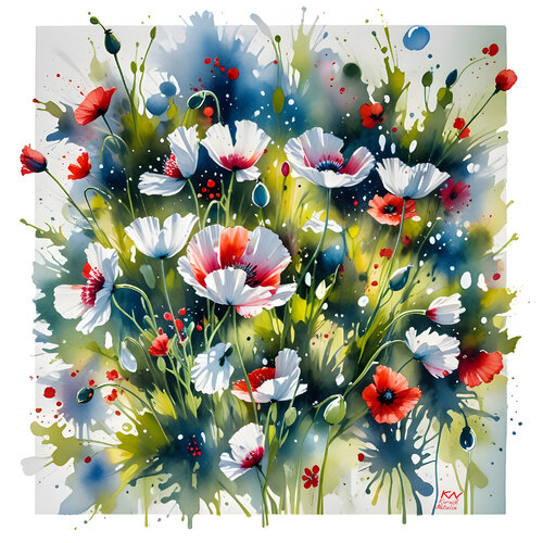 Carre the poppies di Natalia Kuruch, Pittura in vendita su Singulart