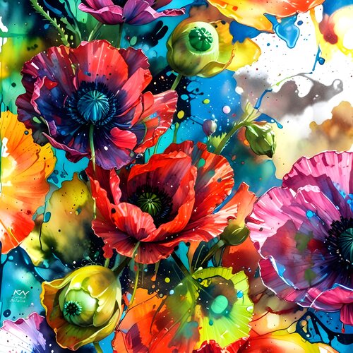 The ephemerality of poppies van Natalia Kuruch, Schilderij te koop op Singulart
