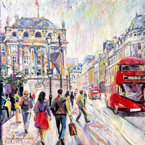 Red bus von Natalia Kuruch, Malerei kaufen auf Singulart