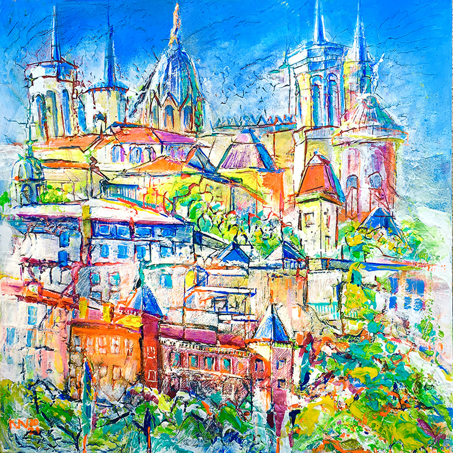 La Basilique Notre Dame de Fourvière Natalia Kuruch Originalgemälde zu verkaufen