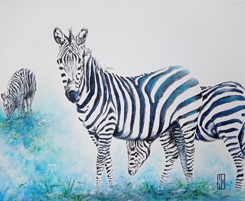 Drôles de zèbres van Hubert Ollivier, Schilderij te koop op Singulart