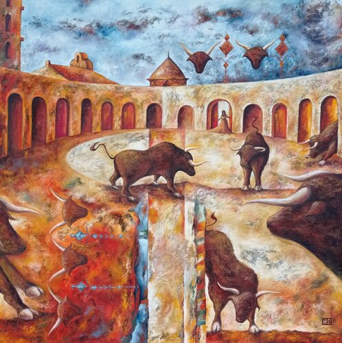 Toros en Colombia von Hubert Ollivier, Malerei kaufen auf Singulart