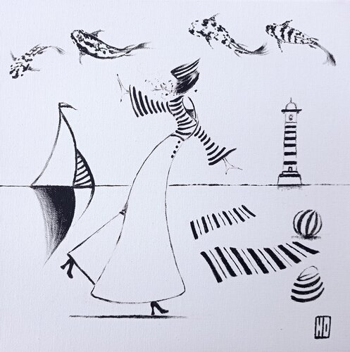 Swimming lines von Hubert Ollivier, Malerei kaufen auf Singulart