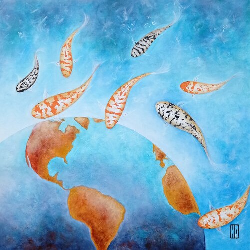 Dans l'eau qui dort, remonter en surface by Hubert Ollivier, Painting for Sale on Singulart