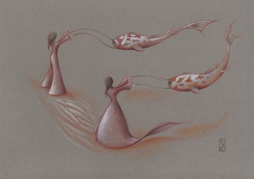 Les poissons volants di Hubert Ollivier, Disegno in vendita su Singulart