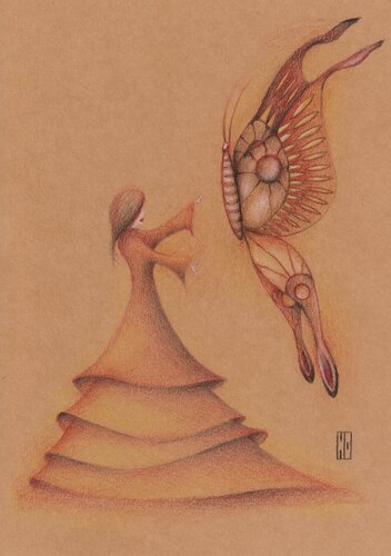 La nature lui donne des ailes by Hubert Ollivier, Drawing for Sale on Singulart