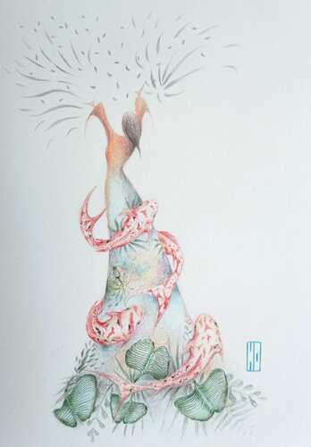 Sous les flots qui m'entrainent van Hubert Ollivier, Tekening te koop op Singulart