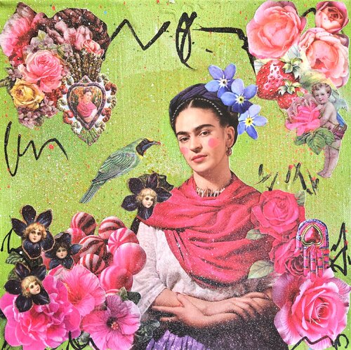 Frida Pink and Green by Lorette C. Luzajic, Painting for Sale on Singulart
