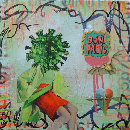 Don't Panic Coronavirus di Lorette C. Luzajic, Pittura in vendita su Singulart